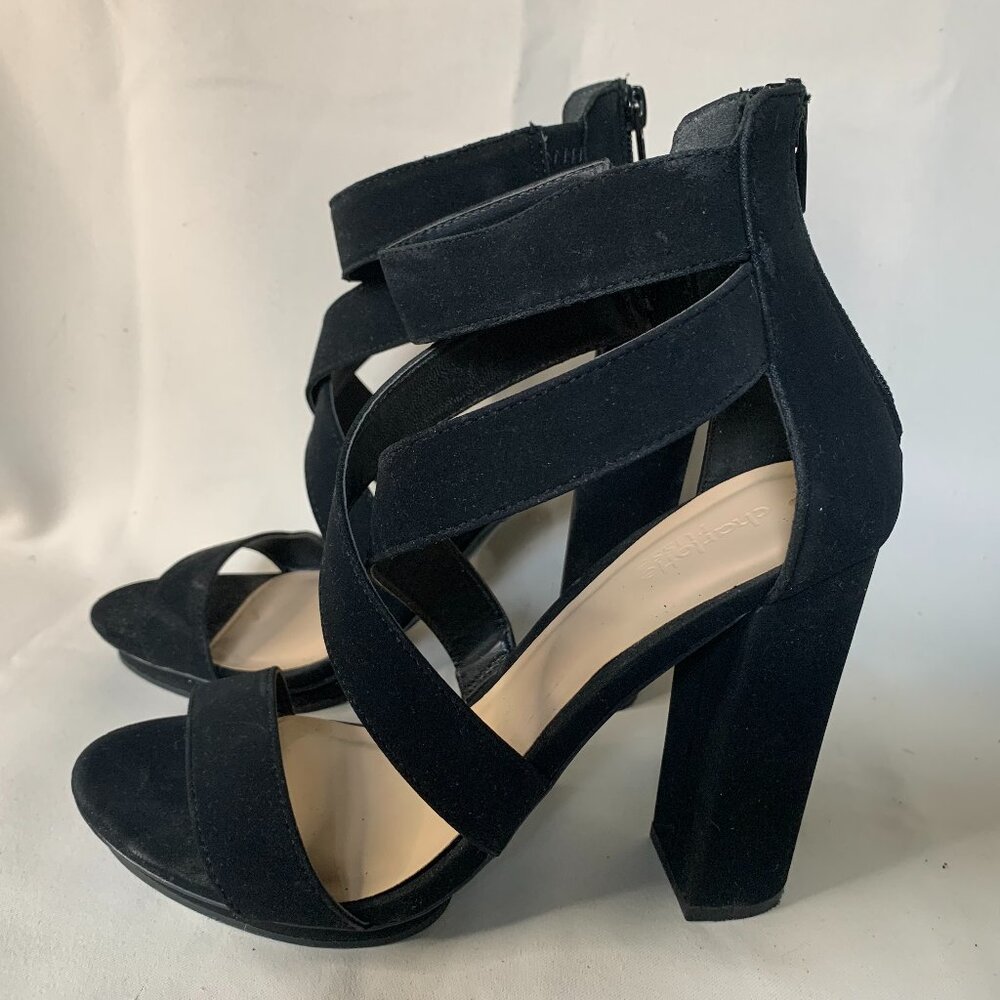 Charlotte Russe Women’s Black Faux Suede Block Heels Size 8